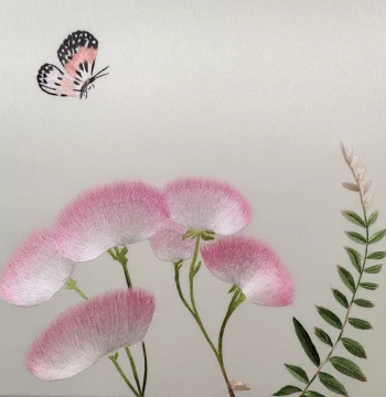 Suzhou Embroidery DIY Starter Kit - Butterfly and Albizia Flower Design for Self-Learning Decorative Art