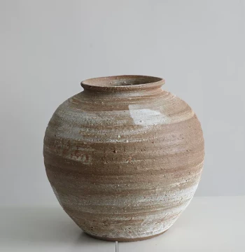 Chinese-Japanese Zen Style Vintage Handmade Coarse Ceramic Jar Vase - Large Decorative Piece for Homestays