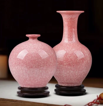 Jingdezhen Ceramic Antique-Style Vase Ornament, Retro Chinese Home Living Room Flower Arrangement TV Cabinet Wine Cabinet Decor