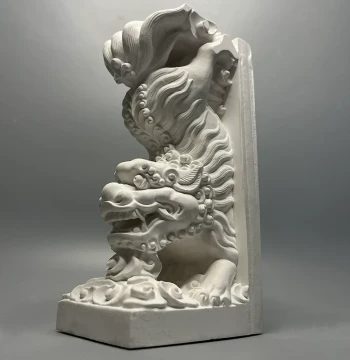 Chinese Style Stone Lion and Qilin Vintage Bookends for Office and Study, Desktop Book Organizer and Home Decor Display