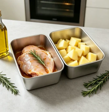 OLi 304 Stainless Steel Stackable Prep Plates - Partitioned Hot Pot Serving Trays with Fresh-Keeping Containers