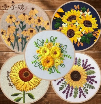 New European Embroidery DIY Material Kit for Beginners, Basic Handicraft Fabric Set with 3D Floral Wreath, Includes Tutorial
