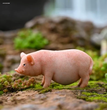 Miniature Landscape Decor Kit: Water Features, Terrariums, Moss Pots, Succulents, and Tiny Animal Figurines (Pig)