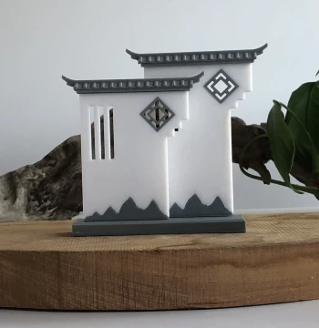 Vintage Creative Chinese Huizhou Style Horse-Head Wall Miniature Landscape - Water-Land Tank Assembly Scenery Desktop Resin Ornament