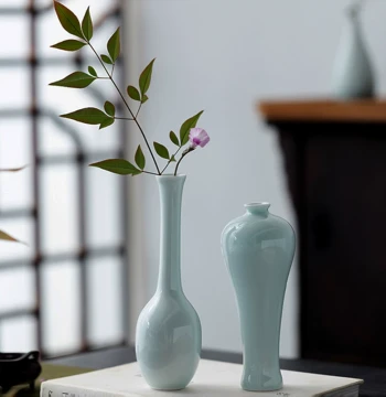 Ceramic Small Vase from Jingdezhen - Vintage Zen Buddhist Flower Container, New Chinese Home and Hotel Floral Decor