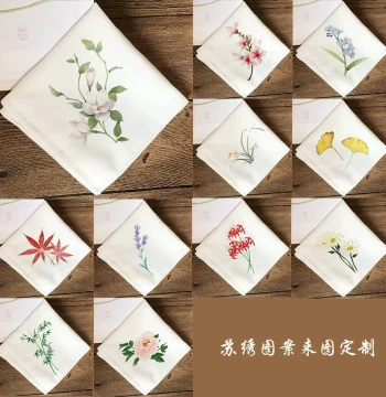 Ancient Style Embroidery Handmade DIY Kit, Handkerchief Set for Self-Embroidery, Su Embroidery for Beginners, National Style Floral Gift