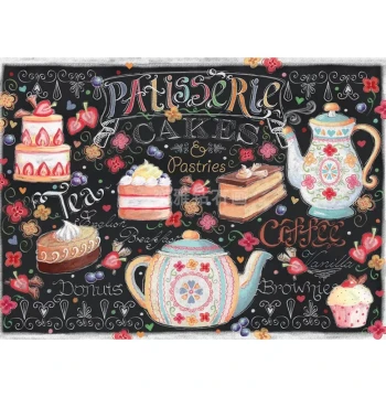European Style Restaurant DIY Square Drill Full-Coverage Diamond Painting Kit: Cake and Coffee Themes, Handmade Stick-on Drill Pointillism Cross-Stitch with Beads