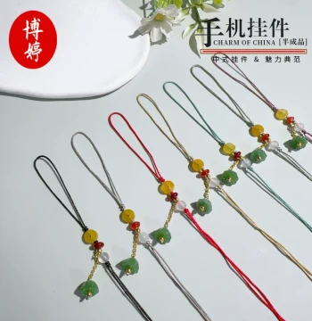 Ancient Coin and Lotus Seed Pod Chain Phone Charm, Semi-Finished Handmade Braided Phone Strap, DIY Short Jewelry Chain