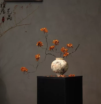 Retro Wabi-Sabi Ceramic Vase - Distressed Pottery Jar, New Chinese Style Rustic Flower Arrangement for Tea Room, Living Room, Homestay, and Zen Decor