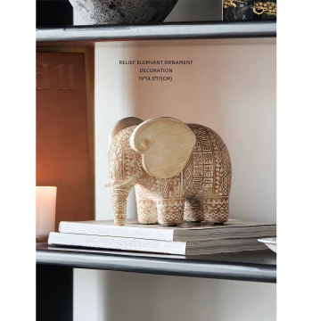 Miyu Wabi-Sabi Style Vintage Embossed Elephant Luck-Bringing Ornament - New Chinese Decor for Living Room, Entryway & Office