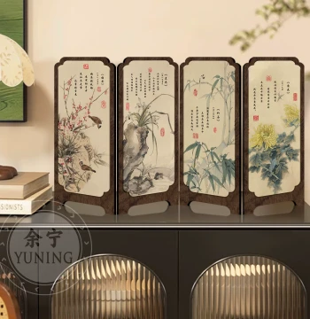 New Chinese Style Mini Screen Desktop Ornament for Tea Room, Living Room, or Entryway, Vintage Retro Decor