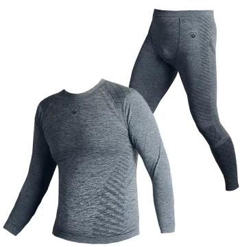 Men's High-Stretch Outdoor Functional Underwear Set Long Sleeve Round Neck Tight Base Layer Autumn Shirt Pants Sweat-Wicking Quick-Dry