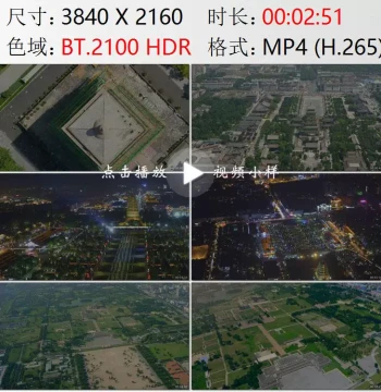 Aerial Footage: Xi'an Giant Wild Goose Pagoda, Ancient Costume Grand Night Scene, Daming Palace Ruins Park Miniature Landscape Video Material