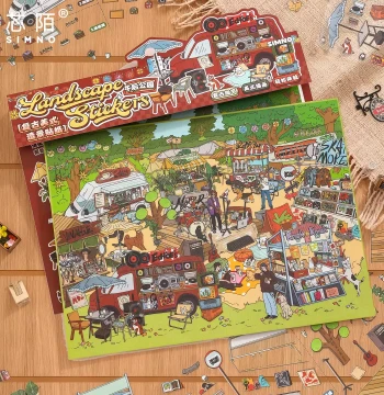 Xinmo Vintage American-Style Scenery Stickers: Afternoon Park Miniature Scene Collage for Storage, DIY Crafts, Kids' Education, and Journal Decoration
