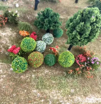Material Yard Flower Pot DIY Garden Colorful Roadside Simulated Shrub Balls, Plastic Miniature Material Models for Landscape Scenery