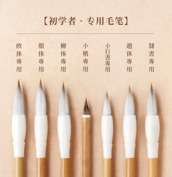 Wenxintang Beginner Calligraphy Brush Set: Mixed/Wolf/Goat Hair for Small/Medium Regular, Seal, Clerical, Running Scripts; Professional Soft Brush for Introductory Painting and Hubi