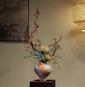 Zen Chinese Ceramic Vase, Song Dynasty Aesthetic Decor for Homestays & Bars, Wabi-Sabi Vintage French Creative Ornament