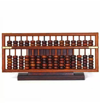 Redwood Abacus with 1 or 15 Rows and Base: Vintage Solid Wood Chinese-Style Study Decor and Wood Carving Craft