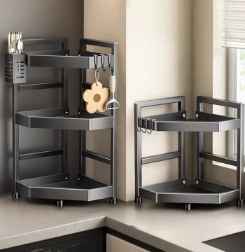 High-Quality Kitchen Storage Rack Home Countertop Corner Triangular Shelf Multi-Tier Spice Jar Seasoning Organizer