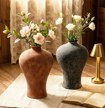 New Chinese Style Ceramic Vase, Handmade Retro Floral Arrangement for Living Room Decor, Distressed Creative Home Soft Furnishing