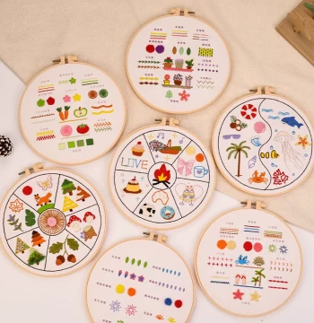 Basic Stitch Video Tutorial Embroidery DIY Kit: Starter Material Set for Beginners with Zero Experience