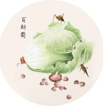 Suzhou Embroidery DIY Kit for Beginners - Self-Stitch Material Pack with Basic Stitches, Cabbage Design (Bai Cai)