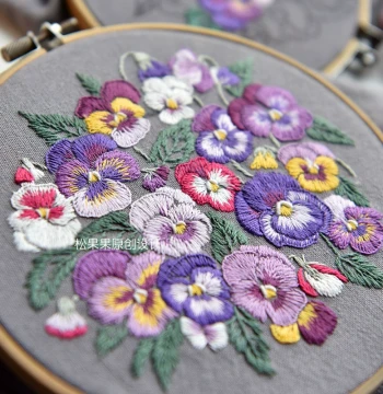 Pinecone Pansy Handmade DIY Self-Embroidery Creative European Fine Embroidery Kit Gift Decor Flower Stitching Set