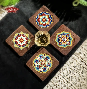 Electronic Wire-Inlay Walnut Coaster DIY Enamel Kit: Intangible Cultural Heritage Craft for Team-Building Activities