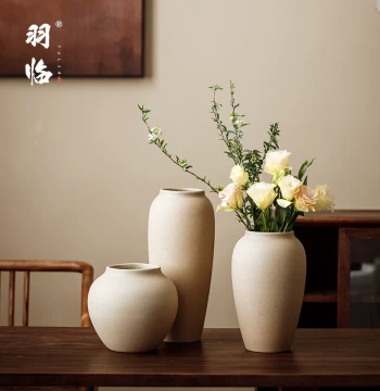 Jingdezhen New Chinese Ceramic Vase Decor Living Room Flower Arrangement Dried Branch Retro Tabletop Pot Hydroponic Flower Container