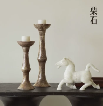 Lishi [Elegant Rhyme] Wabi-Sabi Vintage Oil Painting Candle Holder - New Chinese Style Decor for Model Rooms, Studies & Bedrooms