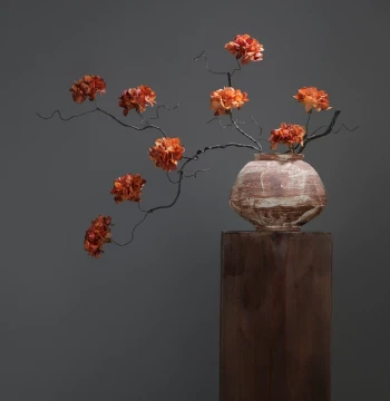 Wabi-Sabi Vintage Ceramic Vase, New Chinese Style Distressed Pot, Rustic Artificial Flower Arrangement for Living Room, Homestay, and Zen Decor