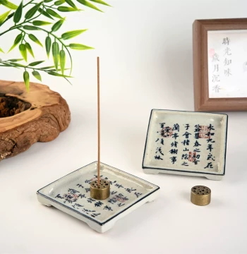 Coarse Pottery Orchid Pavilion Preface Calligraphy Incense Holder Ceramic Chinese Style Stick Incense Base Elegant Study Item Zen Study Decor