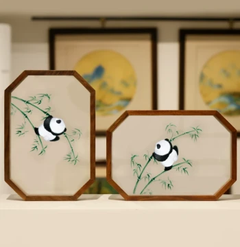 Su Embroidery Panda Decorative Piece Embroidery Material Kit Round Fan Self-Embroidery Beginner Full Set Handmade DIY Kit Shu Embroidery Gift