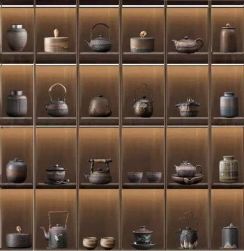 Chinese Tea Room Display Cabinet – Zen-Style Vintage Decor for Teapots, Tea Canisters, Cups, and Gaiwan Bowls