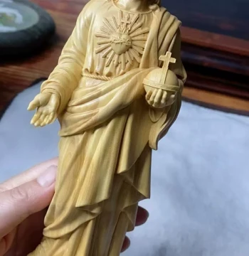 Small-Leaf Boxwood Wood Carving - Creative Solid Wood Home Craft Ornament, Premium Gift Display