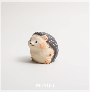 Hand-Carved Wooden Hedgehog | Cute Desk Ornament for Office Stress Relief and Decor, Perfect Gift for Women