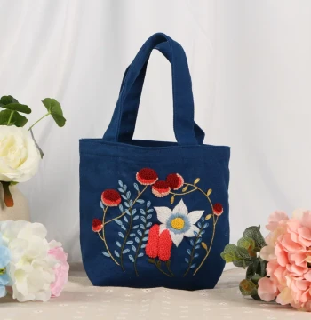 DIY Bento Bag Embroidery Kit - Suzhou Stitch & Punch Needle Materials for Beginners