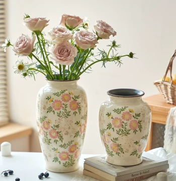 New Chinese Style Pastoral Vintage Ceramic Vase | Creative Flower Arrangement for Living Room Decor with Premium Aesthetic