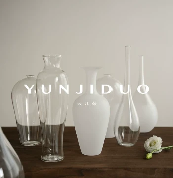 Yunjiduo Zen Frosted Glass Vase – Vintage White New Chinese Style Feng Shui Flower Arrangement Vessel, Decorative Gift