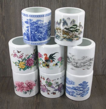Jingdezhen Ceramic Brush Holder – Teacher's Gift, Office Supply, Traditional Scholar's Essential, Study Room Decor