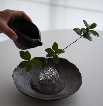 VAST Boundless Glass Sphere Ikebana Base - Handcrafted Artistic Flower Arrangement Ornament for Zen Home Decor and Gifting