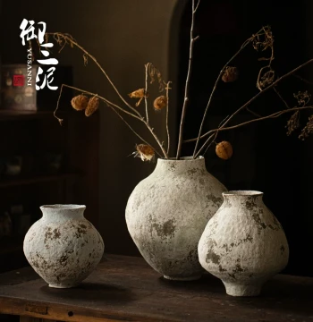 Jingdezhen New Chinese Style Ceramic Vase for Living Room Flower Arrangement, Entryway, Homestay, and Hotel Decor, Retro Artistic Flower Vessel