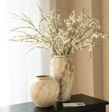 Ceramic Vase Vintage New Chinese Wabi-Sabi Style Ornament High-End Feel Water Cultivation Flower Arrangement Italian Style Living Room TV Cabinet Decoration