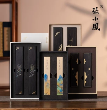 Zhang Xiaofeng Paperweight Set for Calligraphy Brushes, Study Room Gift Box, Four Treasures of the Study, Solid Wood and Brass Paperweight for Students, Creative Book and Paper Press, Dedicated Gift Ornament, Calligraphy Set, Customizable High-End Gift