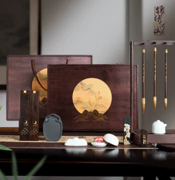 Complete Four Treasures of the Study Set – Professional Calligraphy Kit with Brush, Ink, Paper, Inkstone, Paperweight, and Brush Rest in Premium Gift Box for Adults