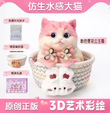 [Original Authentic] Chubby Cat Squishy Toy - Realistic Kitten Figurine Gift Box for Girls' Birthdays, New Arrival