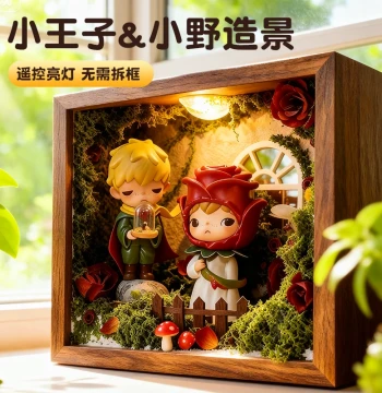 The Little Prince Blind Box DIY Frame Landscape Kit - Bubble Display Case with Matt Storage Rack, Remote-Controlled Lighting