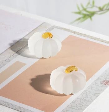 Pumpkin Glass Paperweight for Calligraphy, Student Study Desk Accessory, Creative High-Aesthetic Small Solid Frosted Book Press