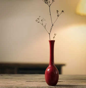 Jingdezhen Chinese Zen Red Ceramic Vase - Retro Wabi-Sabi Small Flower Arrangement Vessel for Desktop Hydroponic Display