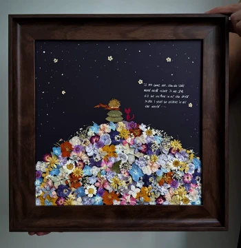 The Little Prince Rose Qixi Gift for Friends & Besties Creative Pressed Flower Frame Ornament Custom Series Birthday DIY Gift